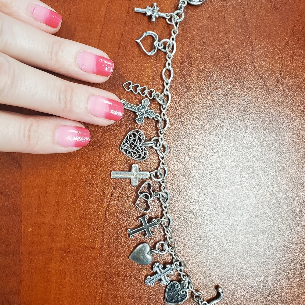 Silver Charm Bracelet with 11 Charms - Some 925 - Picture 6 of 11